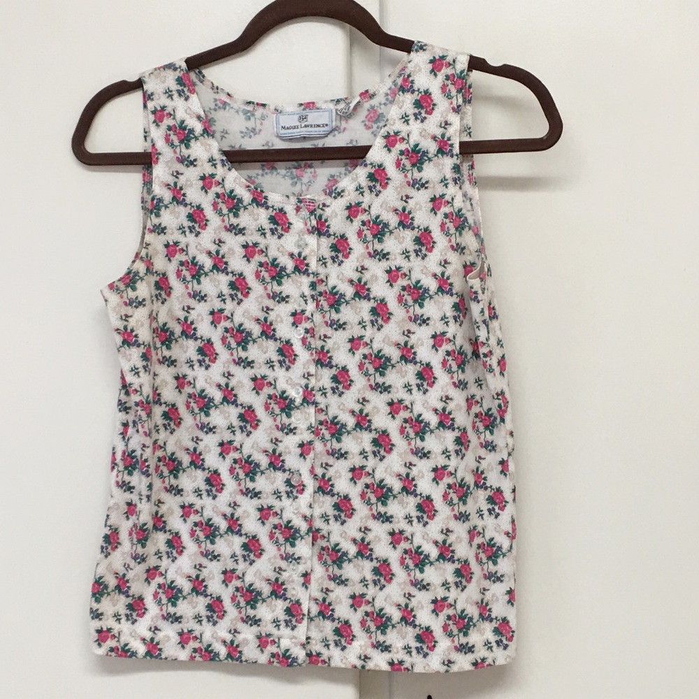 Maggie Lawrence Pink Roses Tank Top size S